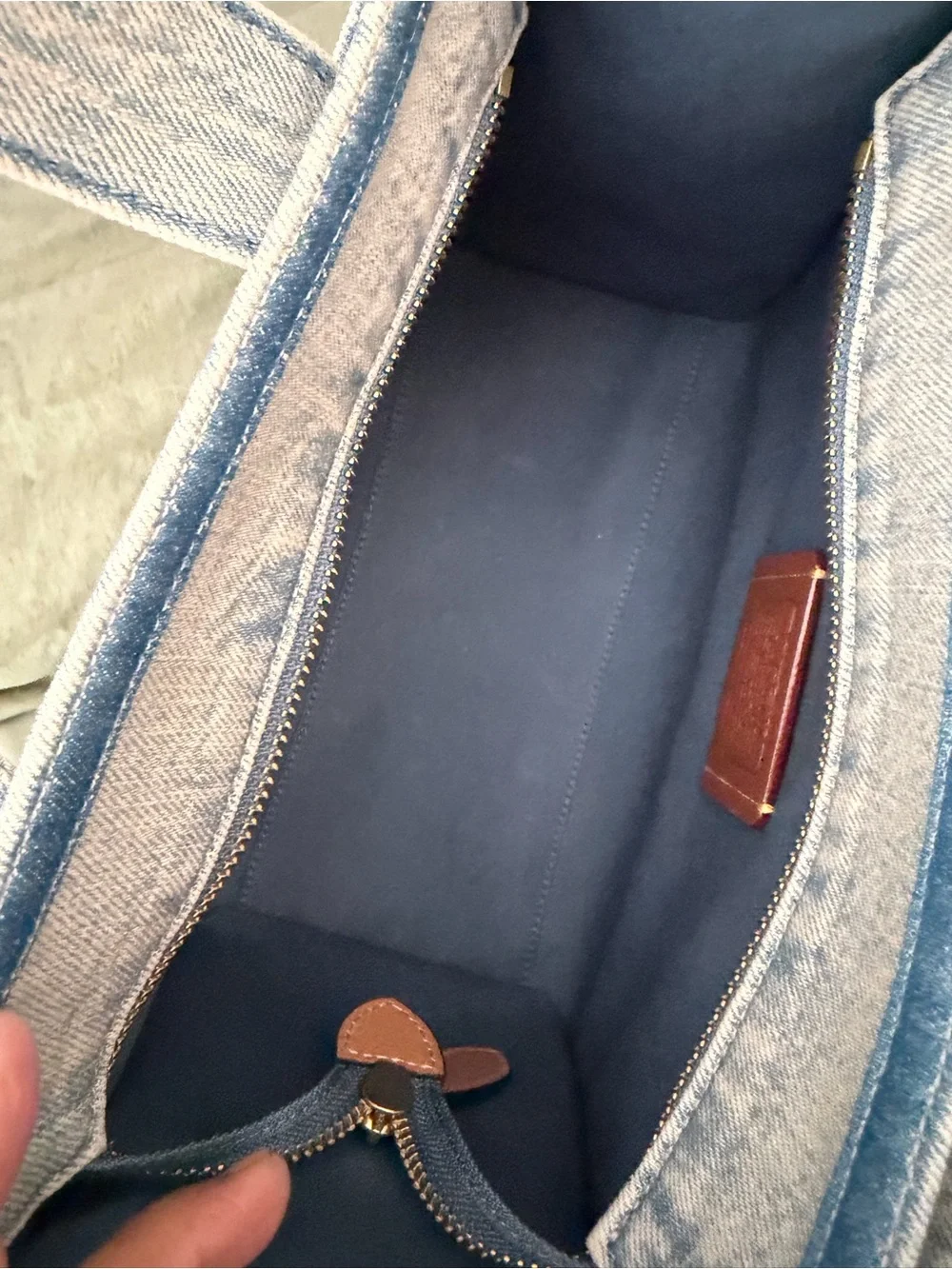 Coach Denim Cargo Bag 26 with Cherry Embroidery